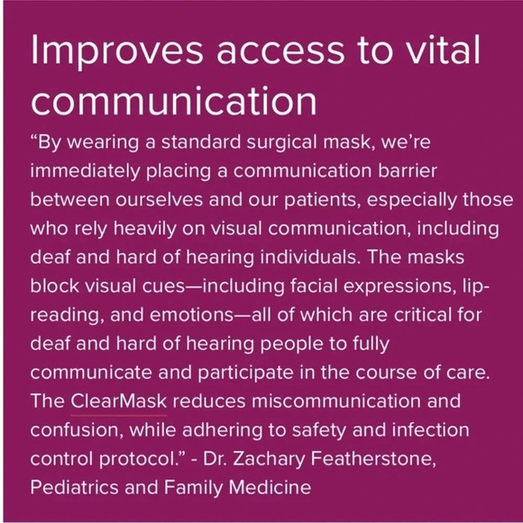 Transparent Face Mask by Clearmask EZ-Adjuster Box of 24- Multiple Available! - Picture 7 of 14